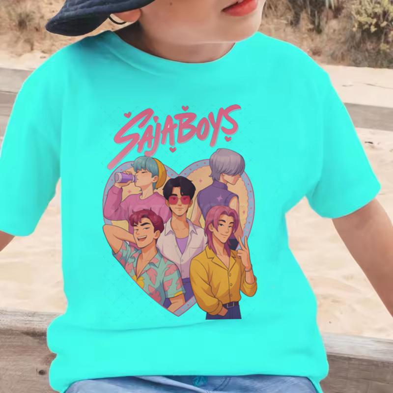 Summer Short Sleeve KPop Demon Hunters Saja Boys Print T-shirts Boys Comfortable Short Sleeves Casual T-shirt