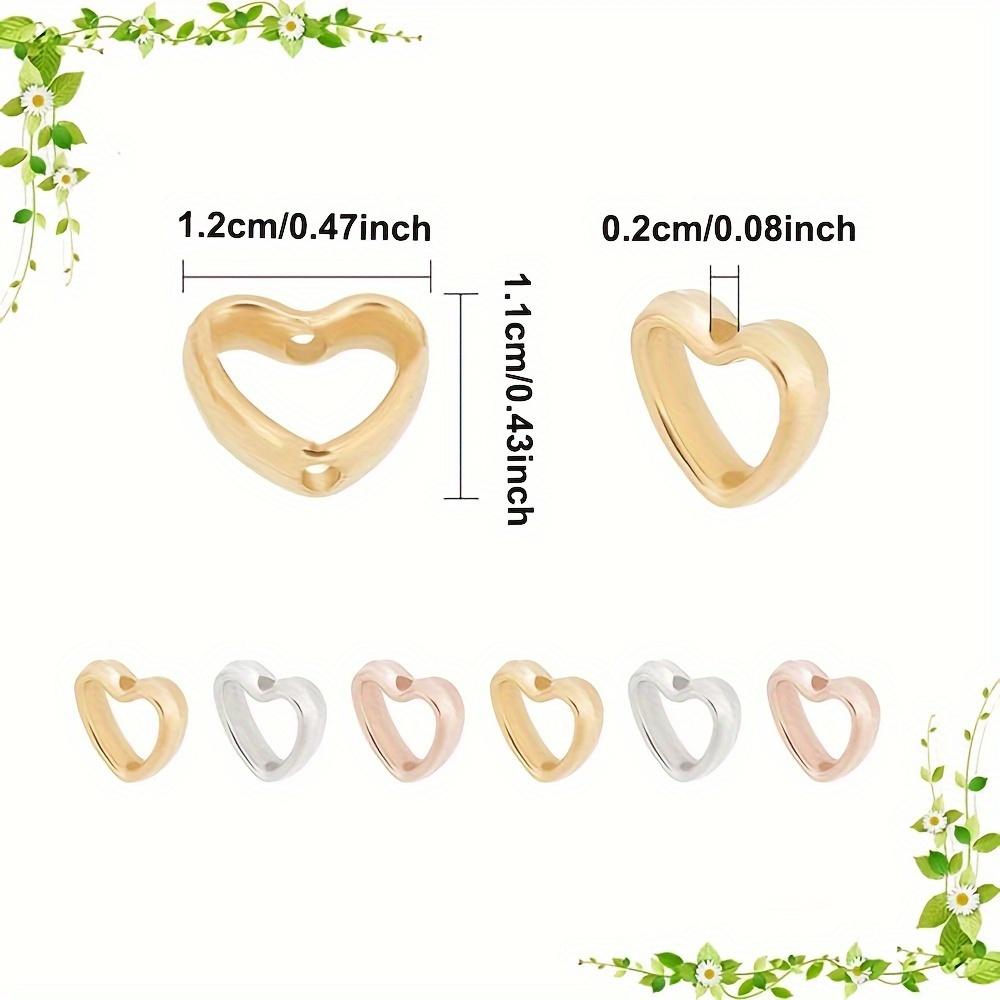 50/100/200pcs Peach Heart Shaped Heart-shaped Double Hole CCB Interval Bead Romantic Hollow Peach Heart Pendant DIY Necklace Bracelet Accessories