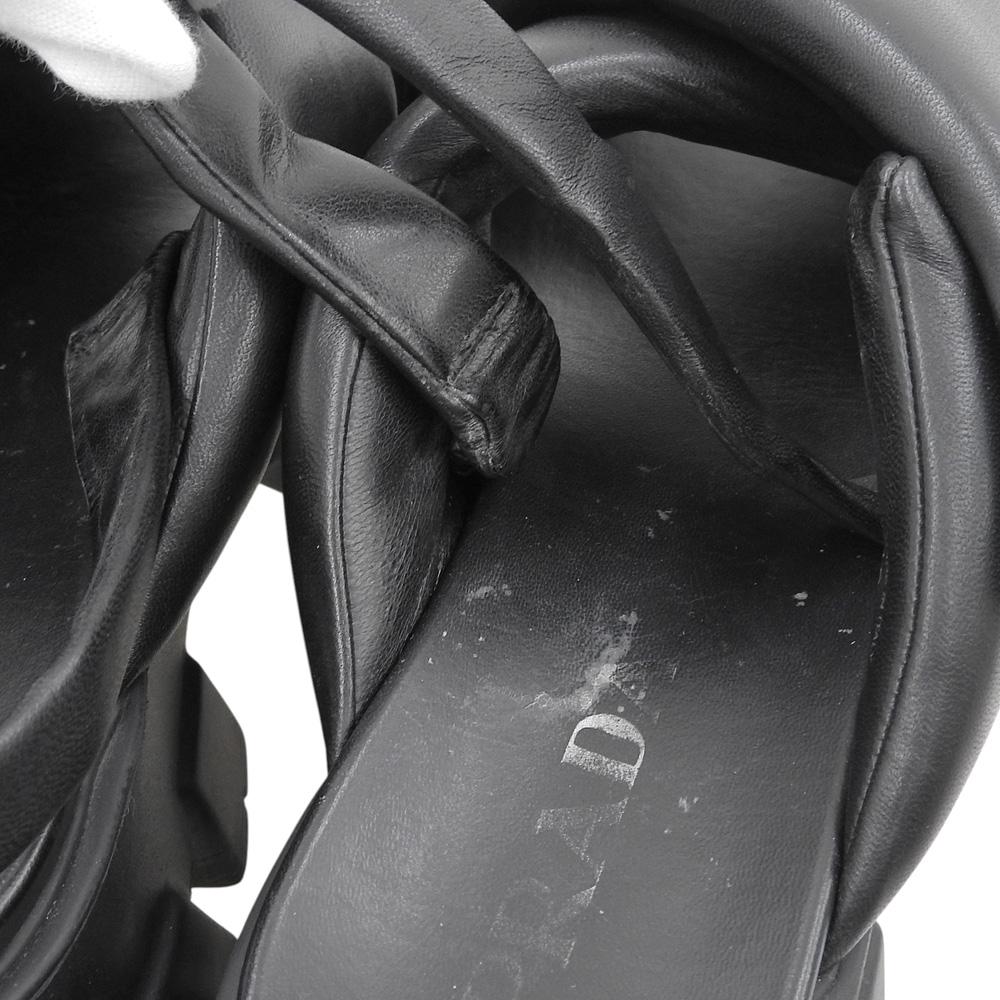 PRADA 1X123N Monolith Padded Nappa Leather Sandals, Women's, Black, Size 39 1/2 shoes 39 1/2 blackUsed