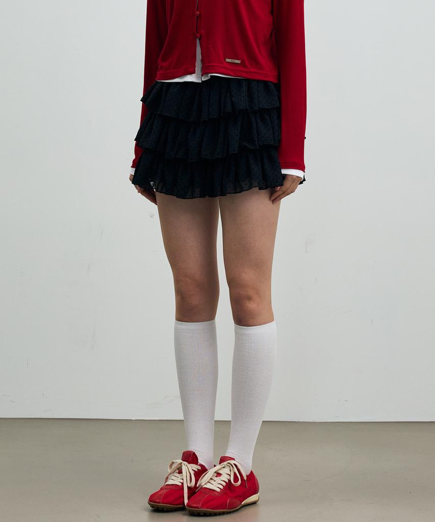 Alikim Mini Heart Cancan Skirt Pants / Black