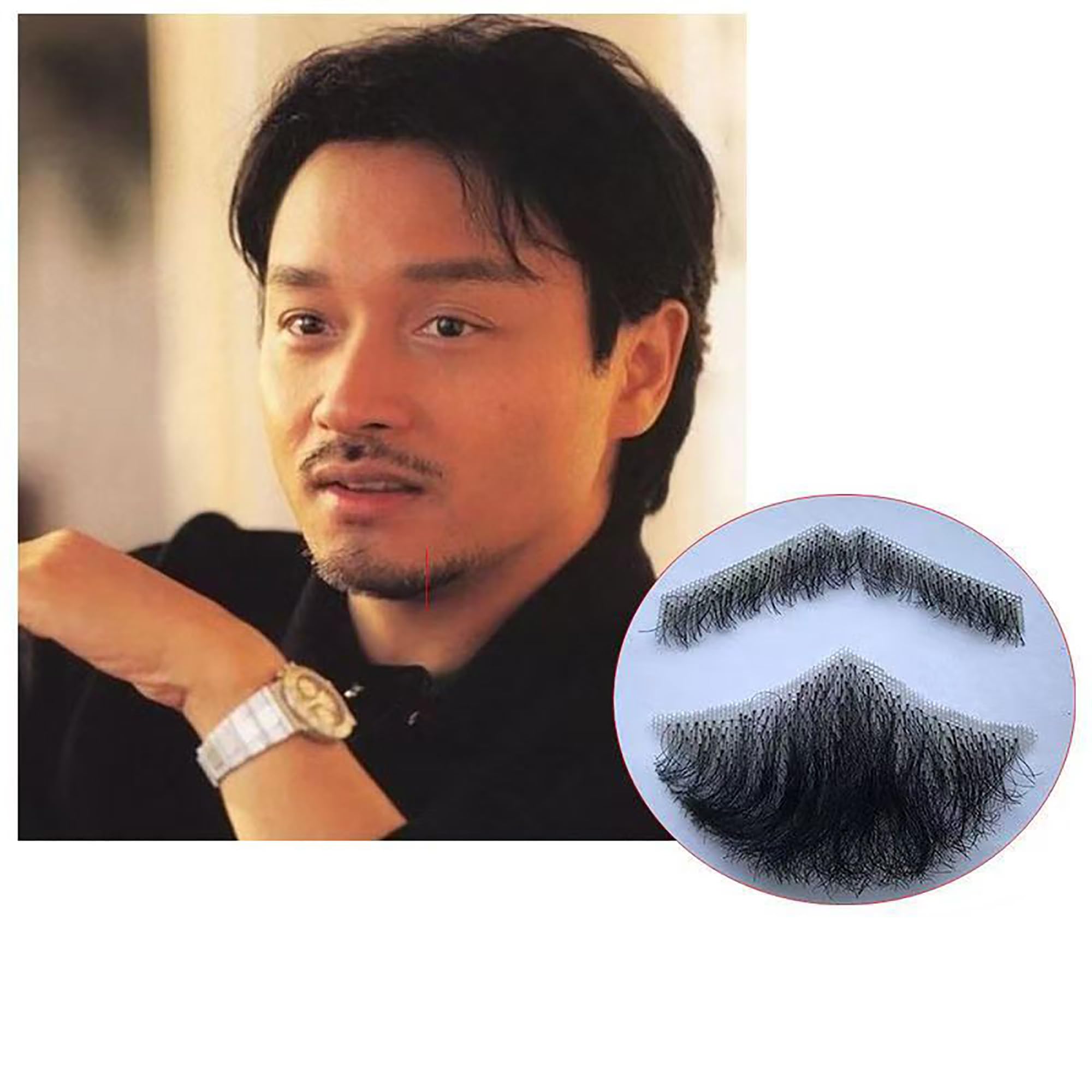 

XUANHEFA Fake Beard, Mustache, Human Hair Wig, Handmade, Authentic, for Cosplay, 1 Piece (Rong Ge)