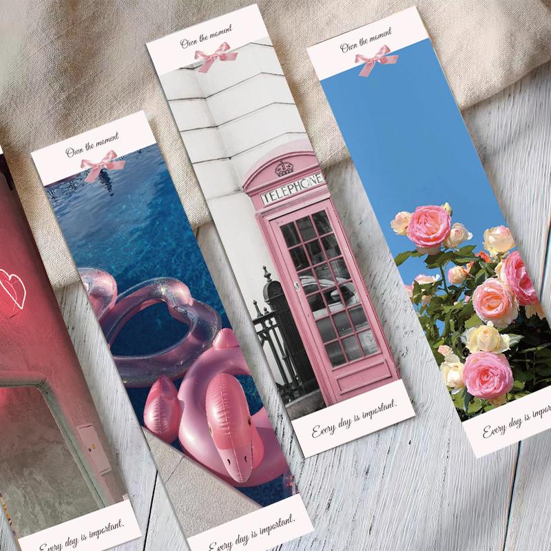 30PCS Pink Bell Ringing Design Reading Bookmarks Paper Cartoon Stationery Laptop Luggage Living Gifts Room Decoration Bookmark