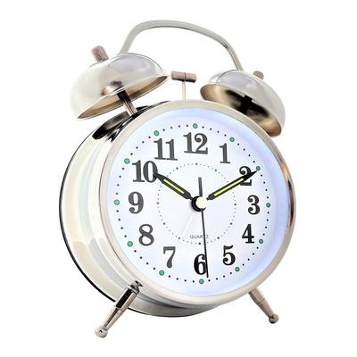 YRO Συναγερμός Συνεχόμενο Δευτερόλεπτο Μεταλλικός Γυαλισμένος Ήχος Κουδουνιού Ρολόι σε Σχήμα Κουδουνιού, Ρετρό, Αναλογικό, Δυνατός, Αντίκα, Χέρι, Αθόρυβο, Φινίρισμα, (Ασήμι)