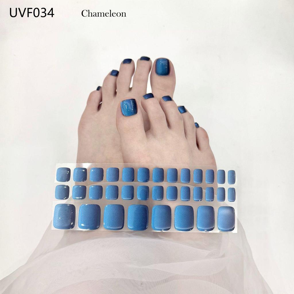 Gel Toe Nail Art Stickers - Semi-Cured UV Lamp Foot Nail Polish Stickers