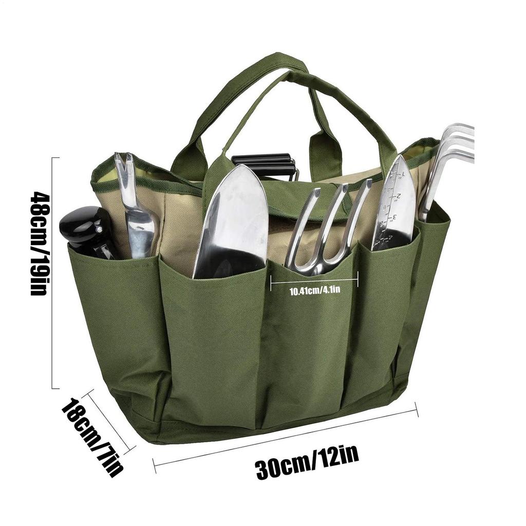 Gardening Tool Bags Waterproof 8 Side Pockets Storage Tote Large Capacity Tool Organizer Pouch For Wrenches Scissors Planting