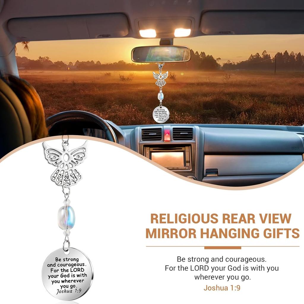 Angel Car Charms Rear View Mirror Accessories Christian Car Jewelry,Guardian Angel Hanging Ornament,Bible Religious Gifts,Rear View Mirror