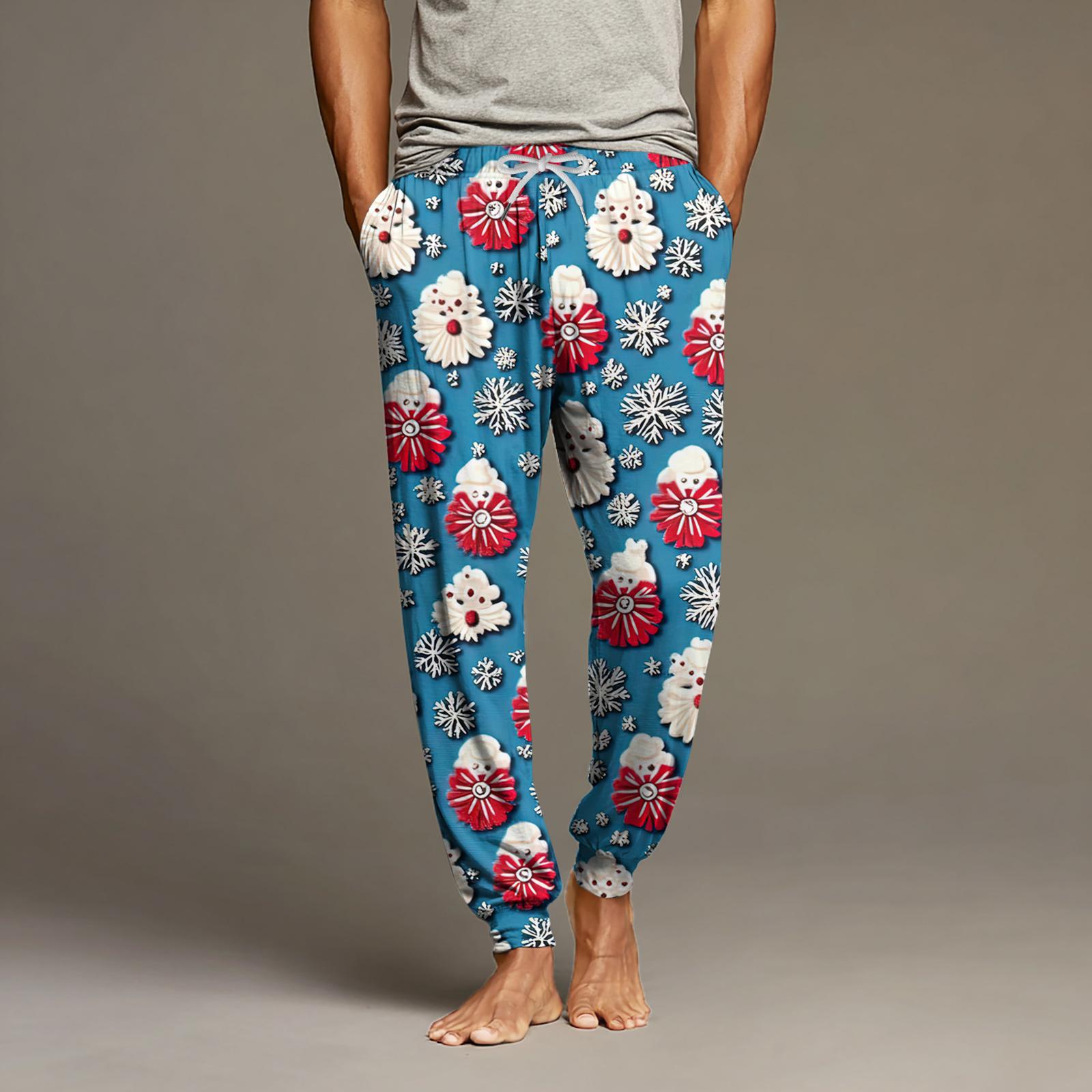 

Мужские повседневные брюки с карманами на кулиске и манжетами, домашние брюки для сна L