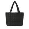 Solid Color Quilted Shoulder Bag Checkered Quilted Handbag Trendy Fashion Tote Bag  Female Use