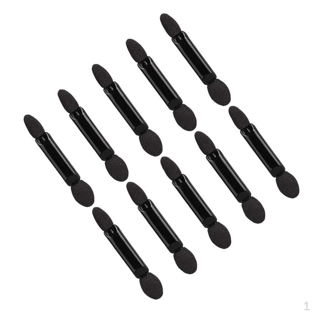 10pcs Disposable Dual Sided Eyeshadow Brush Sponge Tipped Makeup Applicators, Black