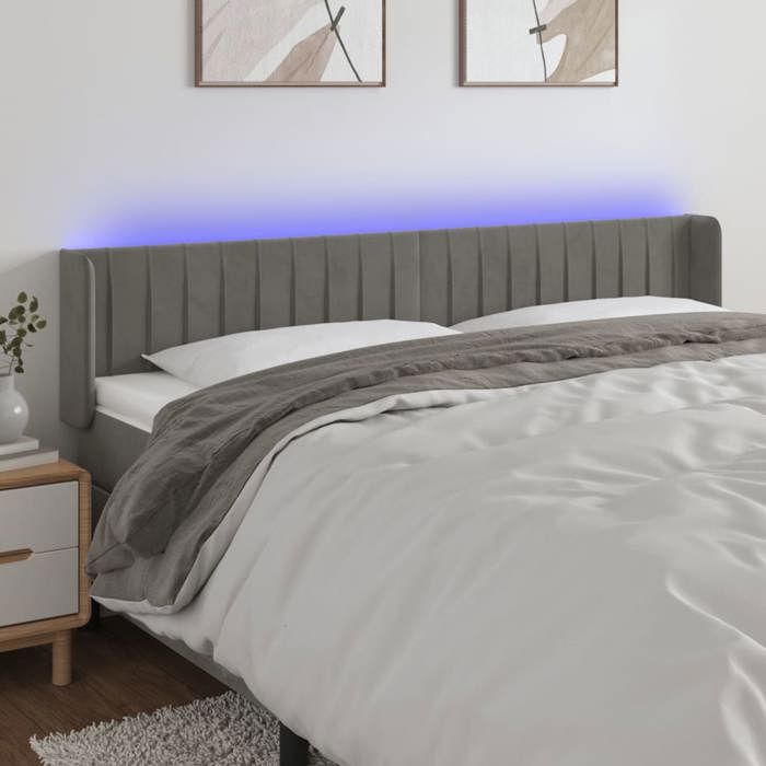 VidaXL LED Headboard Bedroom Furniture Double Bed Accessory Head of Bed Frame Interior Light Grey 3123528