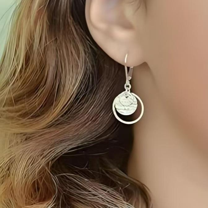 

European American Gold-Plated Brass Retro Hammered Texture Round Hoop Earrings