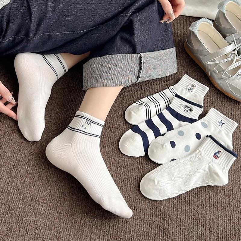 2 Pairs of Embroidered Cartoon Pattern Short Socks, Short-tube Cotton Socks, Breathable and Cute, Suitable for Spring and Summer, Children's Socks