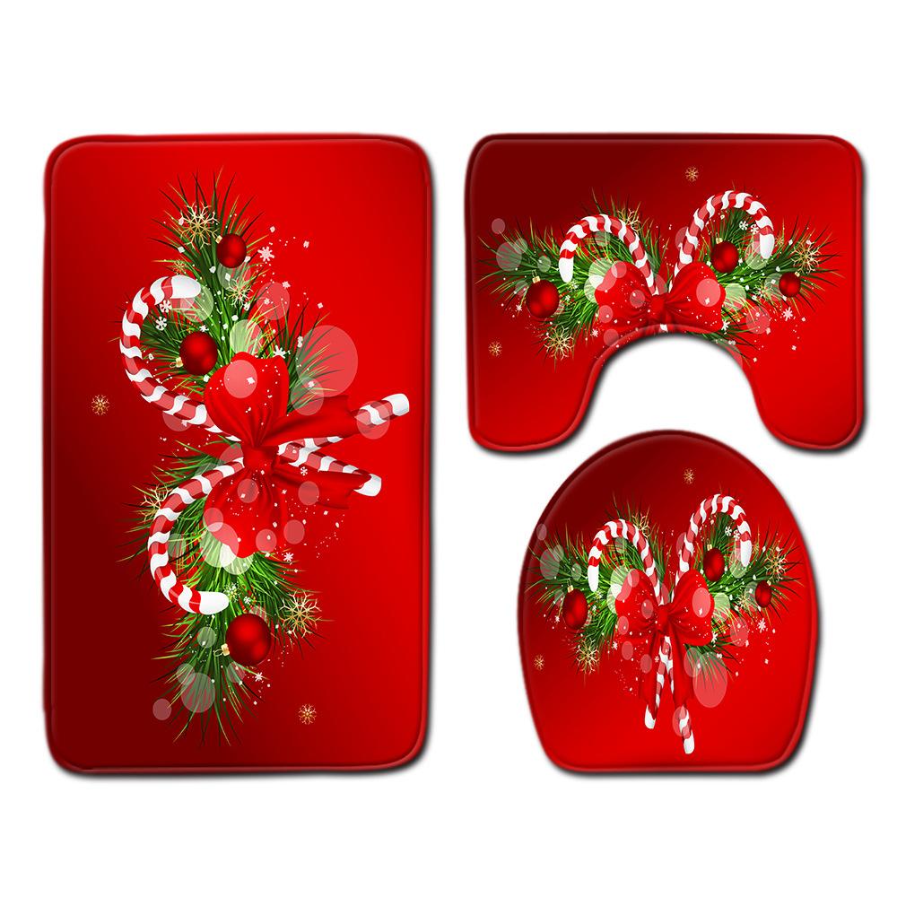 Christmas Bathroom Floor Mat Toilet Three-Piece Set