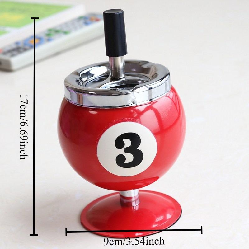 1Pcs Creative Billiard Metal Ashtray with Lid for Office Decor Smoke Proof Ash Cup Pool Table Accessories Safety