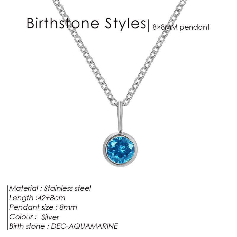 European  American Luxury Colorful Rhinestone Pendant Necklace - December Birthstone Stainless Steel Jewelry