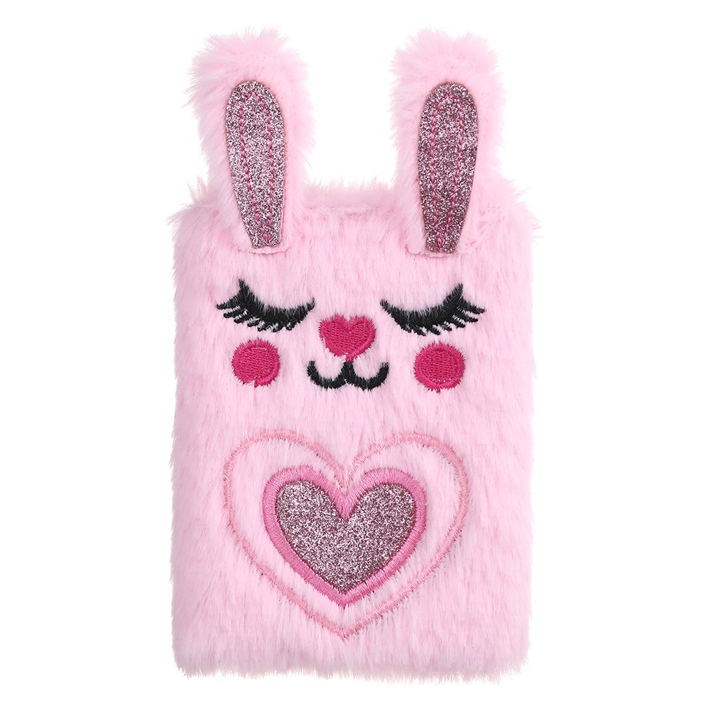 Kids' Cartoon Rabbit Plush Mini Notebook - Portable Diary for Girls
