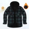 Vīriešu rudens ziemas krekls ar kapuci aukliņu krāsa Pieskaņots rūtains apdruka ar garām piedurknēm pogas ar vienrindu Mīksts, silts, biezs jaciņa mētelis