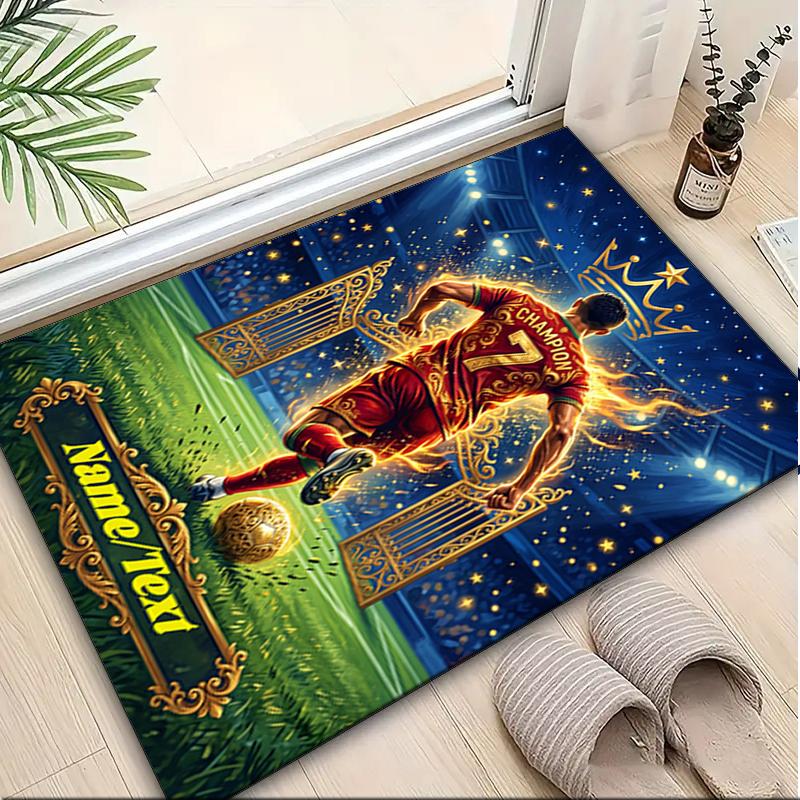 1PC Custom Name "Champion's Golden Moment" Theme Floor Mat Ideal for Living Room, Game Rooms, Office, Bedroom,Floor Mat Playful Design