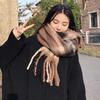 Thermal Women Mohair Plaid Scarf Cold Proof Fall Winter Neck Scarf Warm Tassel Shawl Wrap  Students