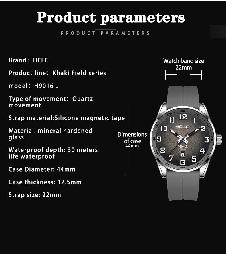 HELEI Men Watch Top Brand Luxury Military Army Waterproof Sport Male Clock Auto Date Quartz Business Original Wristwatch 9016J