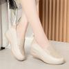 4.5cm Breathable Comfortable Shallow Cutout Soft Leather Shoes Women Loafers 2025 Summer Platform Wedges Shoes for Office Mom