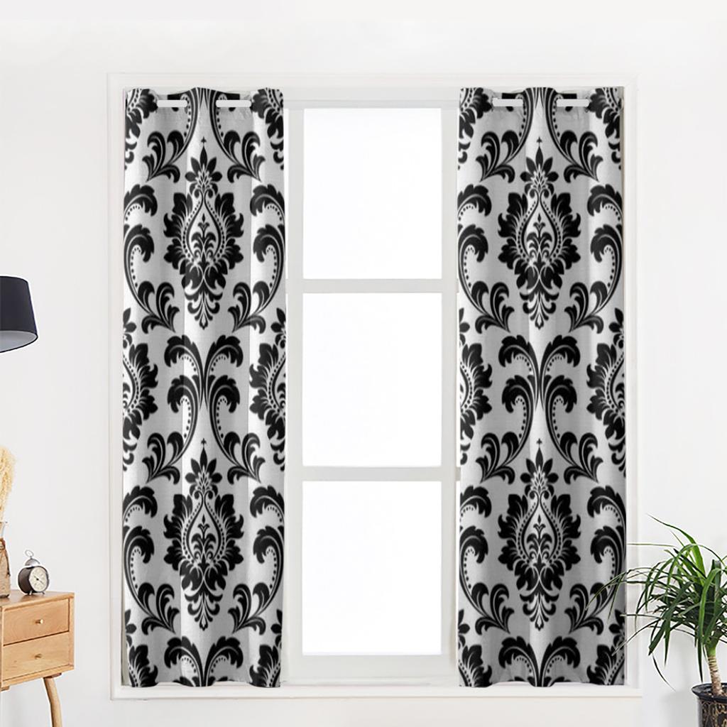 Black Baroque Pattern Window Curtain For Living Room Bedroom Luxury Home Kitchen Decor Items Curtains