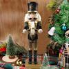 Stylish  Wooden Nutcracker Figure Ornament Lovely  Cartoon Chirstmas Soldier Decor Ornaments for Home Bedroom Living Room  Ofiic