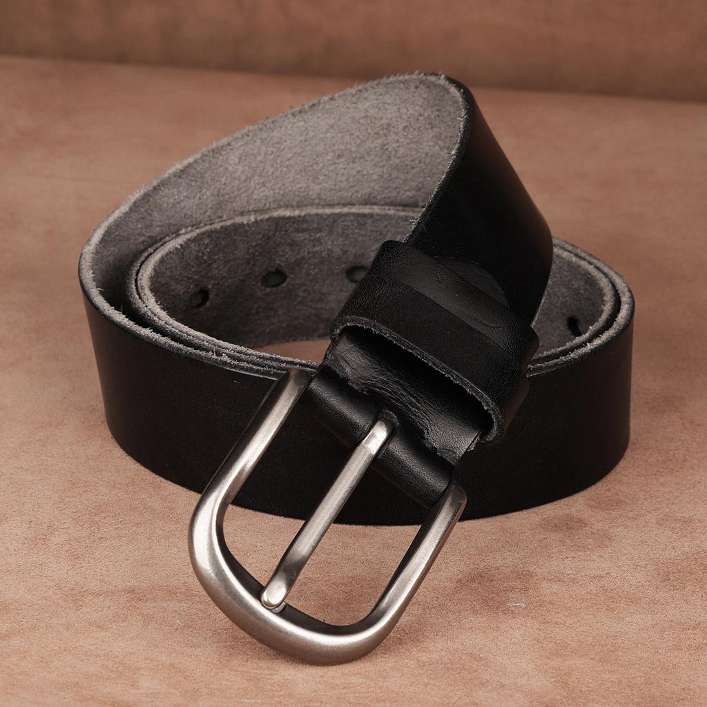 Belt First Layer Cowhide Genuine Leather Business Tree Paste Leather Pin Buckle Retro Belt Middle-Aged And Young Men'S Belt
