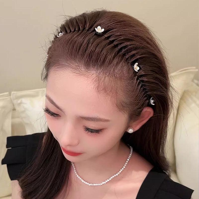 Vintage Kamelienblumen-Perlen-Metall-Haarkamm für langes Haar, Haarband, Haarspange, modisches Haaraccessoire für Damen, Haarspange, Haarband, Haarclip, modisches Haaraccessoire