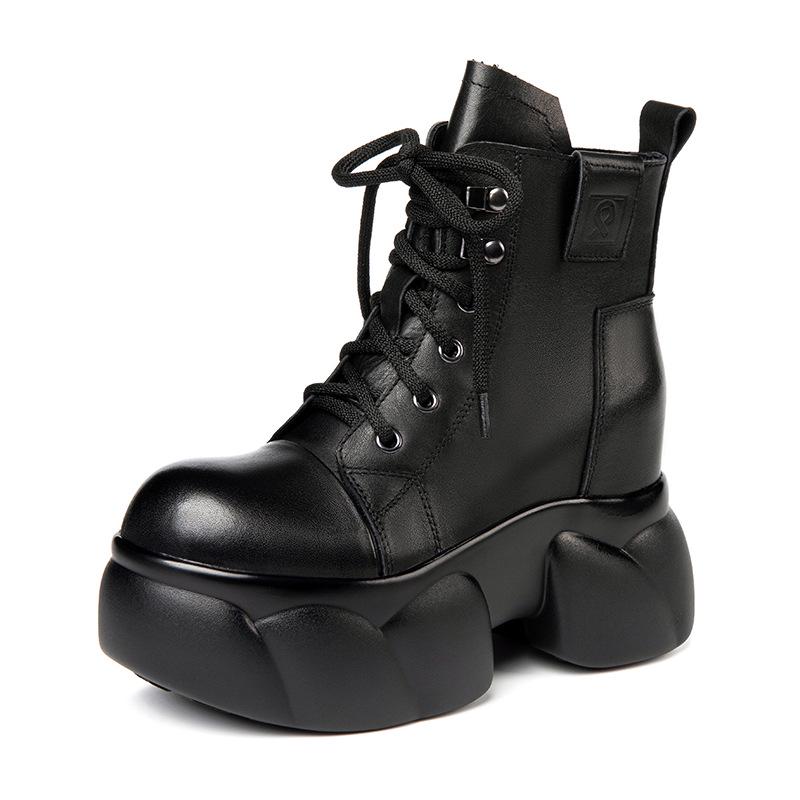 Petite Platform Hidden Heel Women's Genuine Leather Mid-Calf Boots - Autumn/Winter 2025 Collection