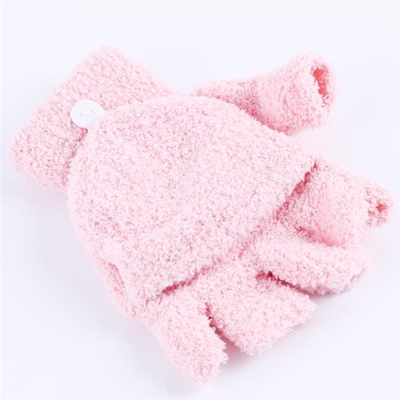 Halbfingerhandschuhe Multifunktional Umschlagbar Niedlich Korallenfleece Warm Kältefest Weich Bequem Damen Winter Warm Damen Handschuhe
