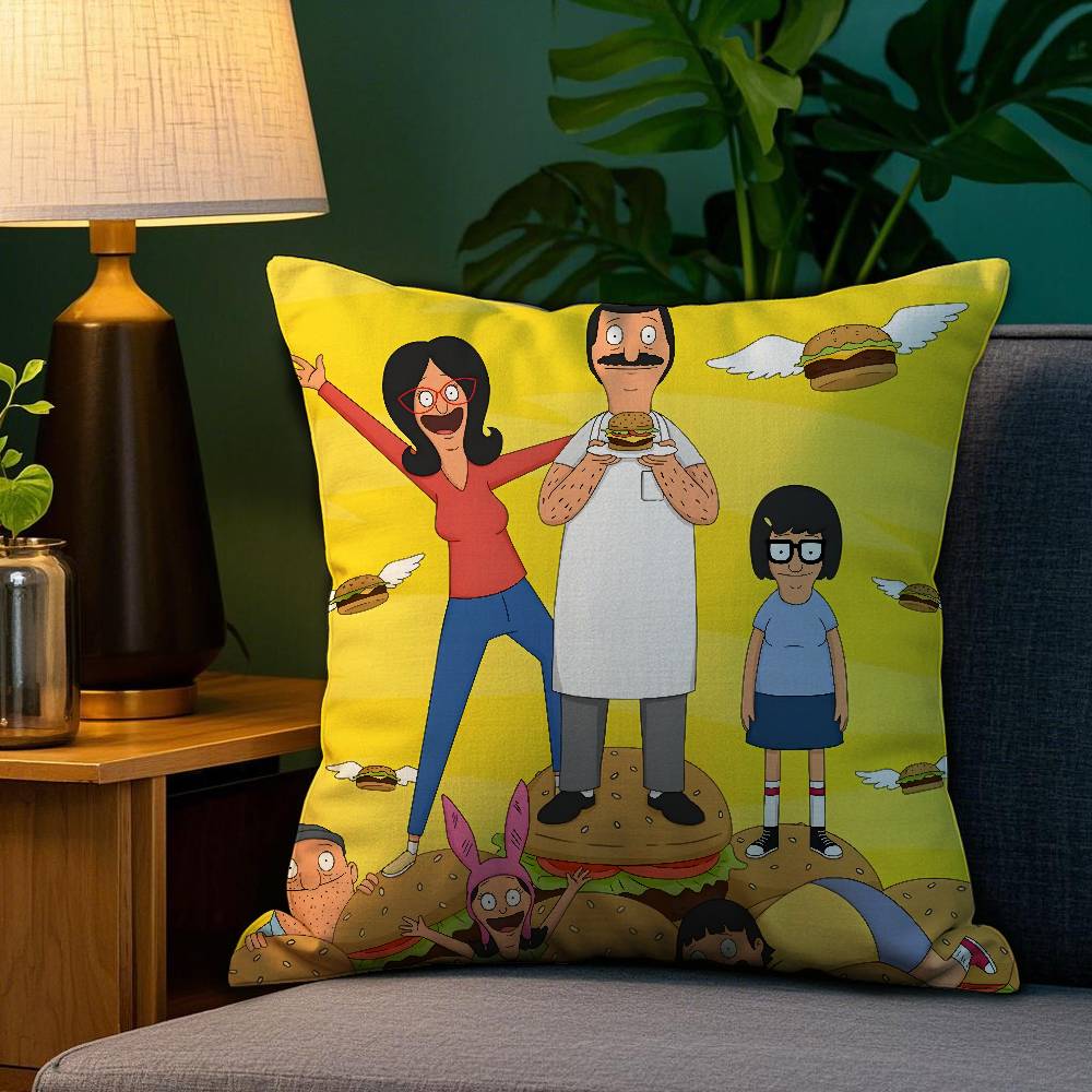 Cartoon B-Bobs B-Burgers Pillow Case Plush Fabric Soft Double Sided Print Sofa Cushion Cover Throw Pillow Covers