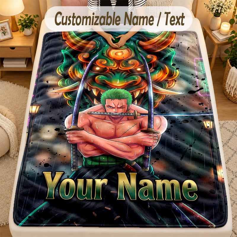 Flannel BlanketOne Piece Custom Name Text Personalized Soft Warm Throw Blanket Home Decor Gift