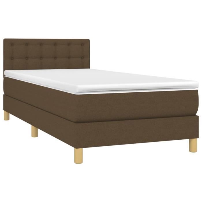 3140908 vidaXL Divan Bed with Mattress Dark Brown 90x200 Cm