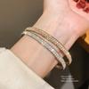 Geometric Metal Bangle Bracelet With Rhinestone Embellishments For Womens Fashion Accessory