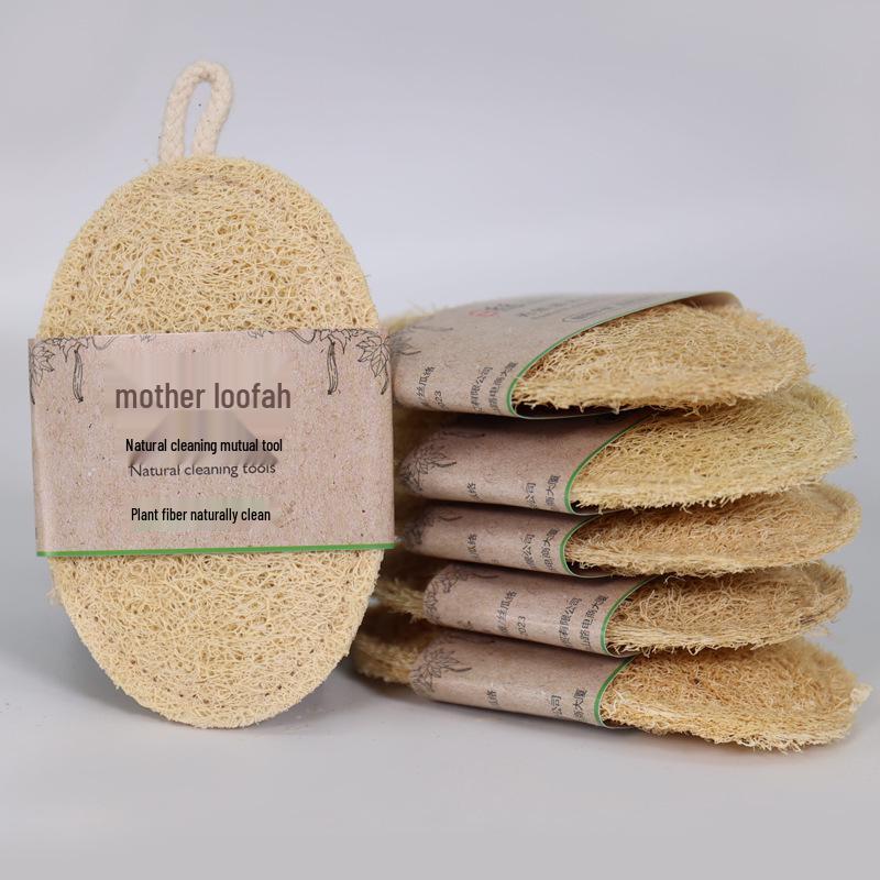Oval Double-Layer Extra Thick Loofah Dishcloth Scourer with Rope - 8x13CM for Dishwashing & Kitchen Cleaning