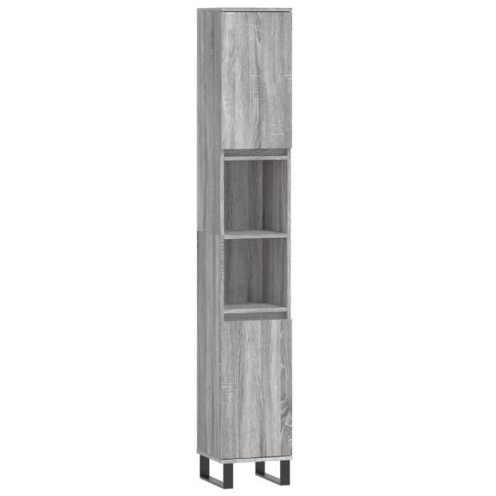 VidaXL Bathroom Cabinet Sonoma Grey 30x30x190 Cm Engineered Wood 831546