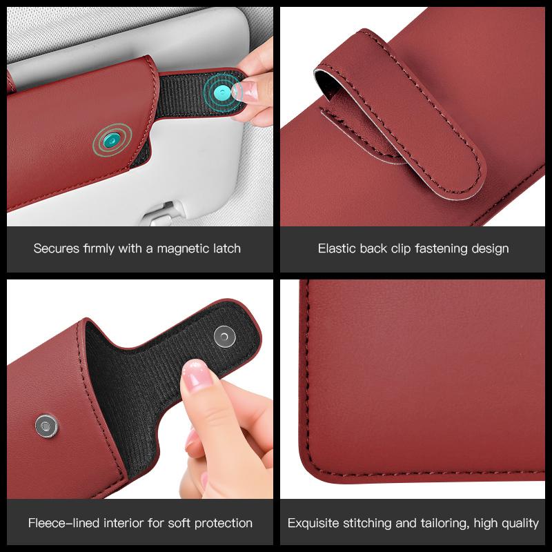 Car Sunglasses Case Sun Visor Glasses Storage Bag Clip Keyring For Toyota 86 Corolla Yaris Aygo CHR Camry Prius RAV4 Prado Hilux