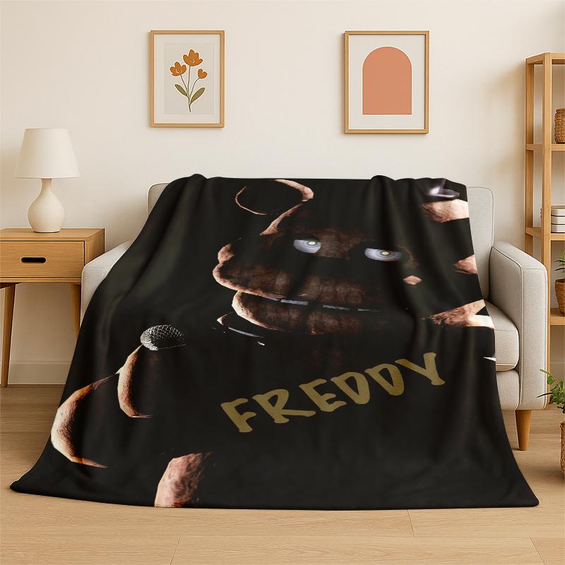Classic F-FNAF Horror Game Freddy Flannel Blanket Soft Warm Throw Blanket for Bedroom Living Room Bed Travel Camping Picnic