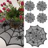 Round Spiders Webs Laces Placemat Soft Polyester Cobwebs Table Mats for Dining Ambiances