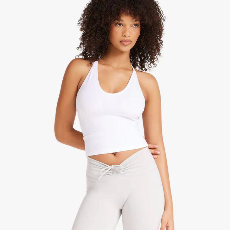 

Новый кружевной бюстгальтер-топ с завязками на шее, с красивой спинкой, для йоги, на бретелях, с нагрудными вкладышами, облегающее спортивное нижнее белье, быстросохнущий фитнес-топ, эластичный Pure White M