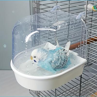 Transparente Vogelbadewanne - Spritzgeschützte PP-Dusche für Papageien, Unzertrennliche & Ziegenköpfe mit leicht zu greifendem Griff