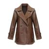 Women Leather Jacket Autumn Winter Short Double Sided Wear Leather Coat 4XL Female Add Velvet Warm Lamb Wool PU Overcoat