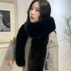 Damen Winter Kunstfell Extra Langer Schal mit Fuchsfellkragen - Plüschig Warmer Schal/Snood