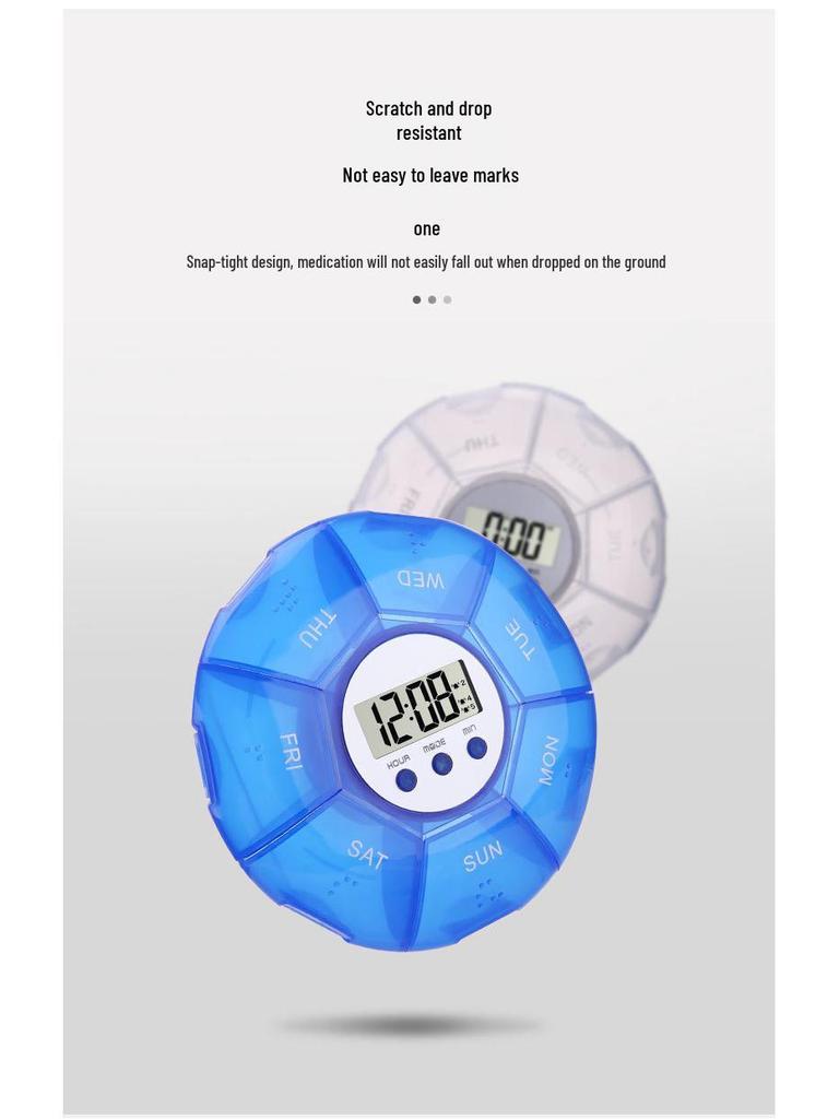 Tragbare 7-Fächer-Wochenpillenbox mit elektronisch versiegeltem Design