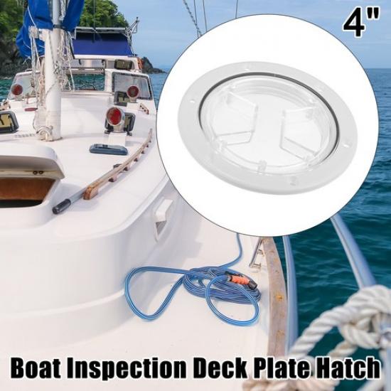 

4 Marine Boat Hatch pection Deck Plate Non-Slip White W Fan-Shaped Groove
