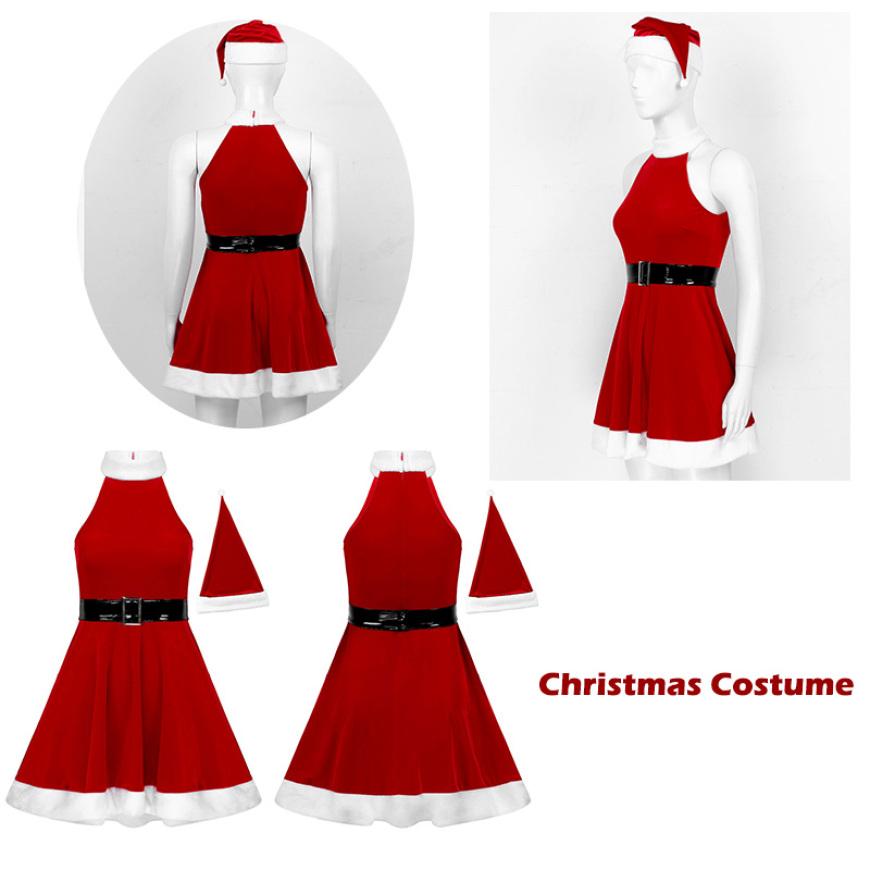 

Женский костюм миссис Клаус для рождественской вечеринки, косплей, наряд Санты, мини-платье, шляпа, пояс 2XL