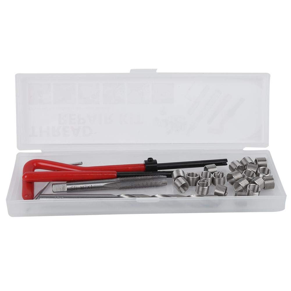 M7 Thread Repair Kit, 25Pcs Metric Threading Tool Insert Coil Helicoil For Auto Repair Kit with Plastic Box