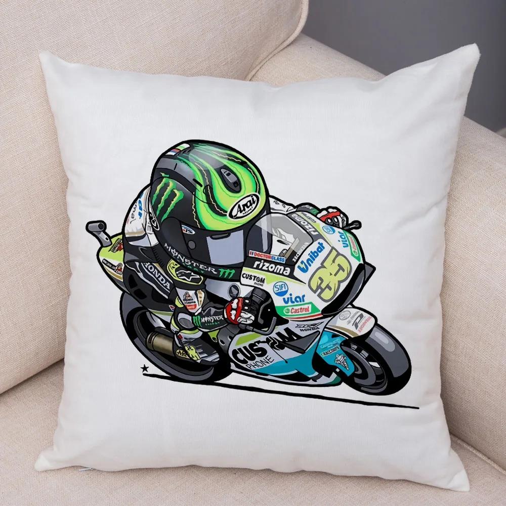 Cartoon Sport Motorcycle Cushion Cover Super Soft Short Plush Mobile Bike Pillow Covers Pillow Case For Sofa Home Car Pillowcase