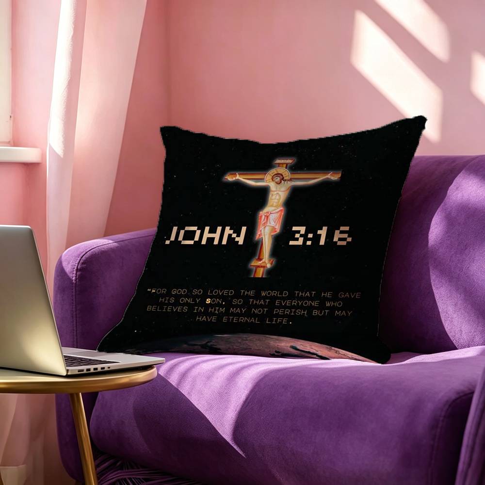 Bible Verse Jesus Christ Christian Pillow Case Square DoubleSided Sofa Cushion Cover Bedroom Bedside Pillow